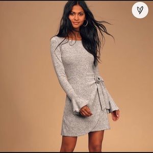 Favorite tune Heather gray faux wrap dress